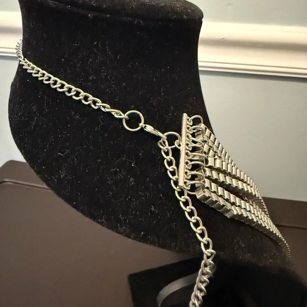 Vintage Silver Toned 8 Strand Waterfall Box link chain in Great Condition